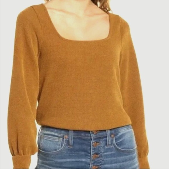Madewell Ottoman Ribbed Square Neck Top Dried Cedar Size M - Picture 1 of 9
